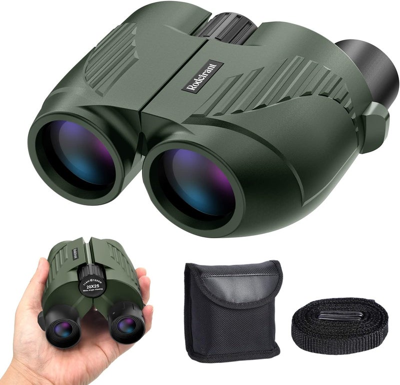 Rodcirant 20X25 Compact Binoculars for Adults and Kids,Large Eyepiece Waterproof Binocular，Easy Focus Small Binoculars for Bird Watching,Hiking and Concert, Green - Image 1